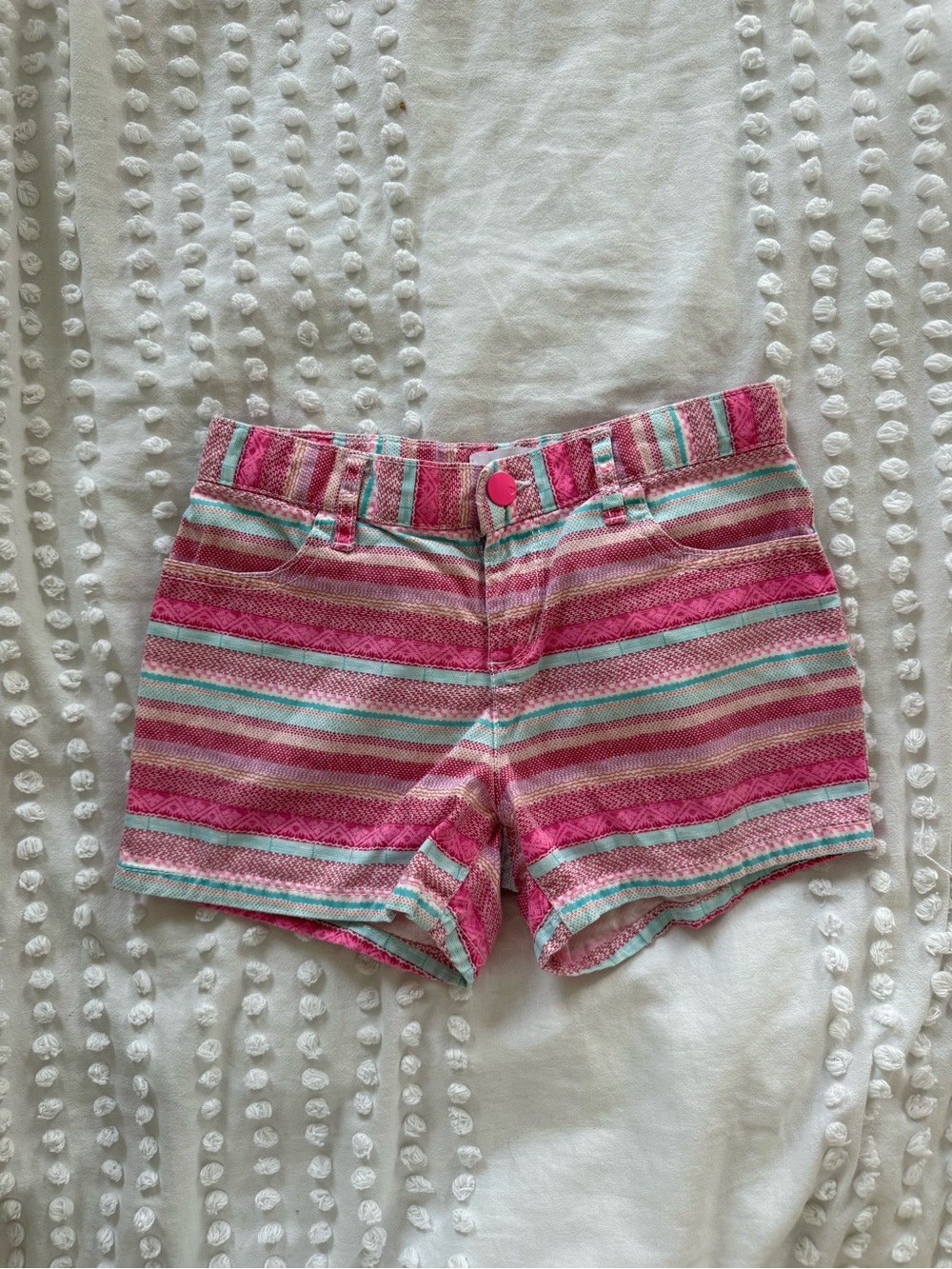 Place Pink & Turquoise Striped High Waist Shorts